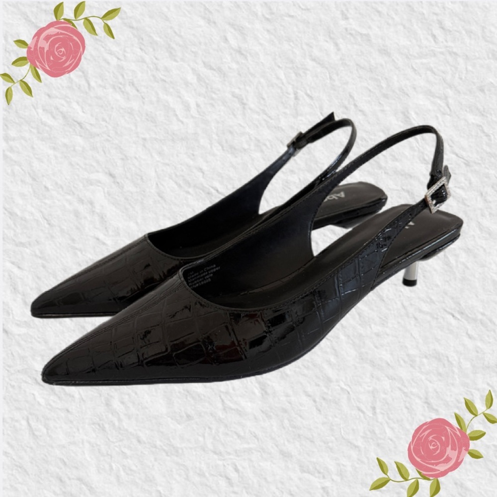 New Abound Lidia Black Slingback Kitten Heel Pump - Picture 2 of 10